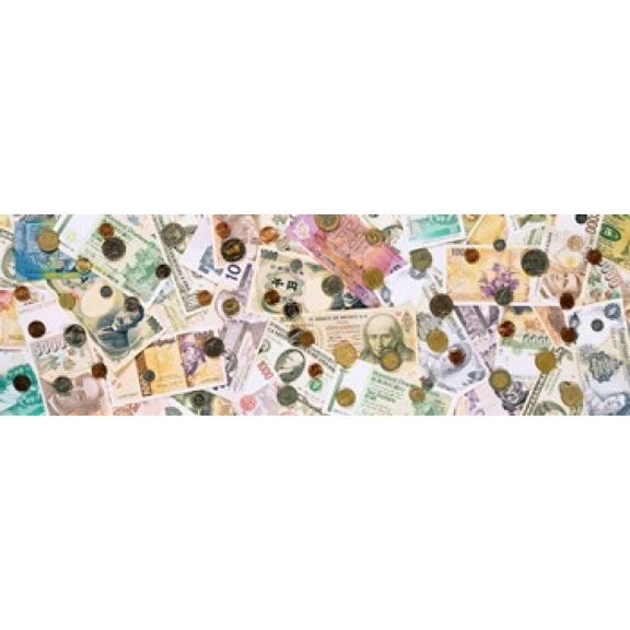 Collection of various currencies Canvas Art - Panoramic Images (36 x 12)