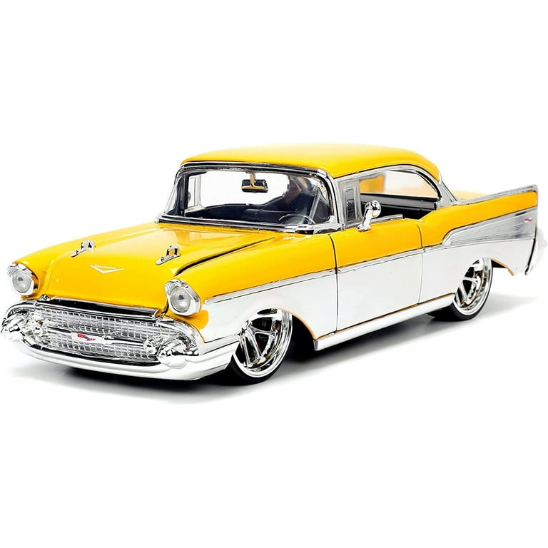 Jada Toys Big Time Muscle 1:24 1957 Chevy Bel-Air Die-cast Car Yellow, Toys for Kids and Adults Jada Toys Big Time Muscle 1:24 1957 Chevy Bel-Air Die-cast Car Yellow, Toys for Kids and Adults