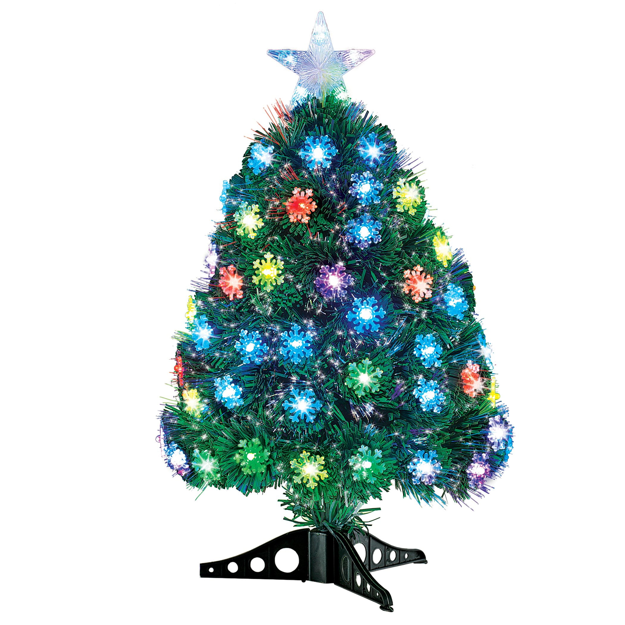 24-Inch Multicolor Fiber Optic Tabletop Christmas Tree with LED Lights