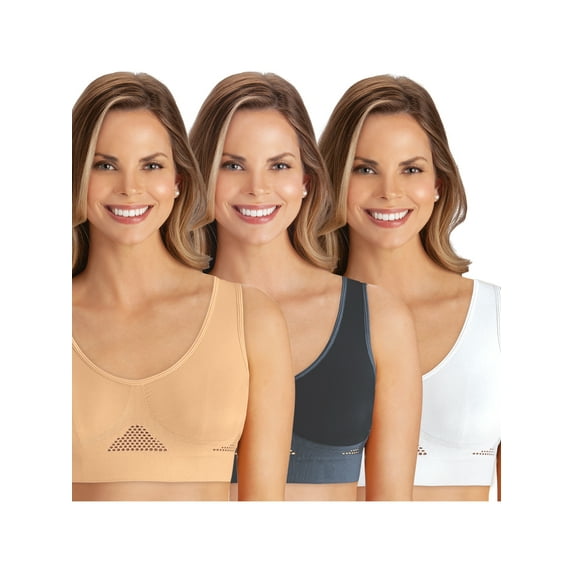 Collections Etc 3-Pack Cooling Comfort Wide Strap Support Bra