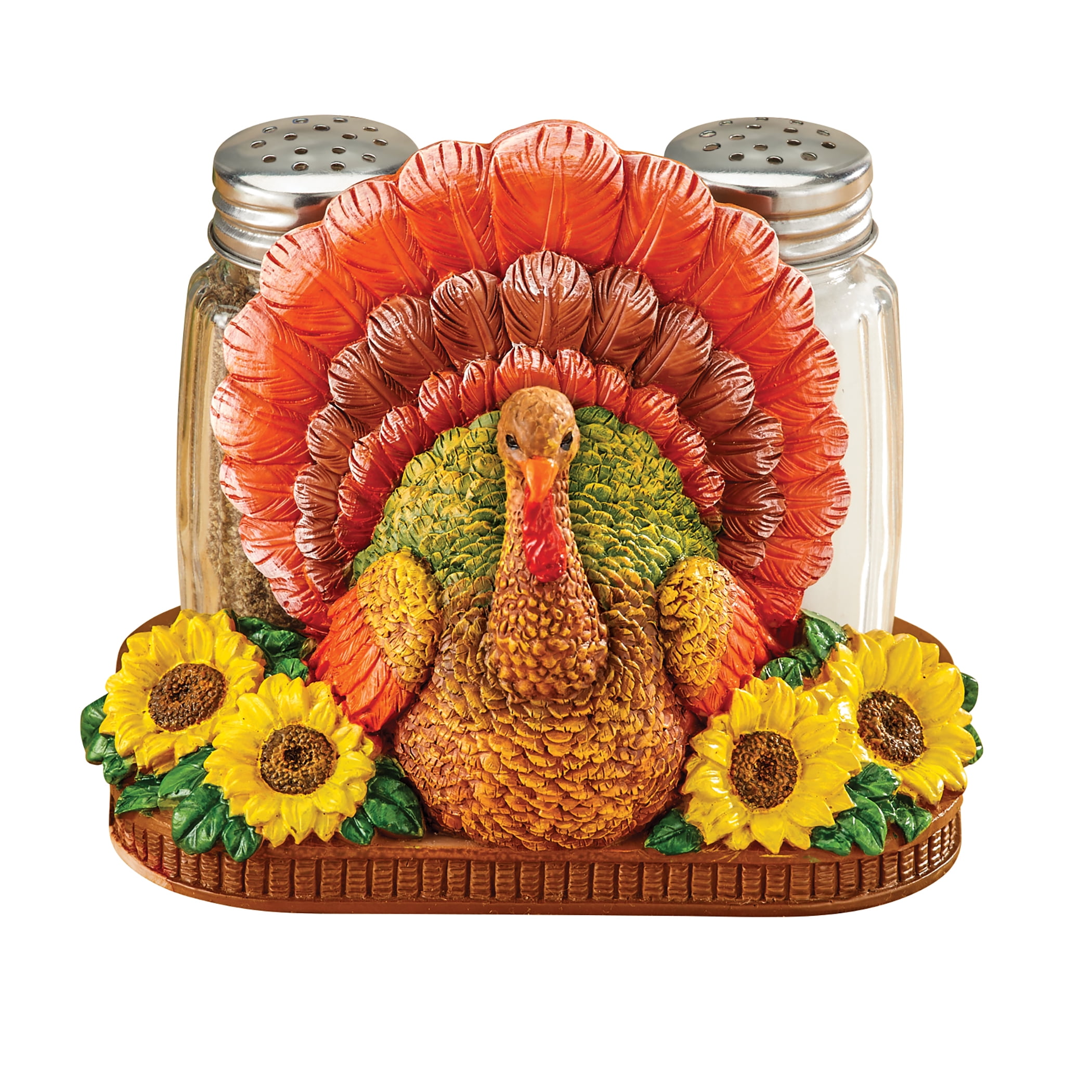 Hand-Painted Fall Turkey Glass Salt & Pepper Shaker Set