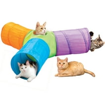 Collections Etc 3-Way Pop Up Cat Tunnel with Hanging Toys, Entertainment for Cats, Folds Flat for Easy Storage