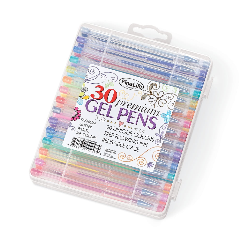 KINGART® Soft Grip Glitter Gel Pens, 2.0mm Ink Cartridge, Set of 30 Unique  Colors