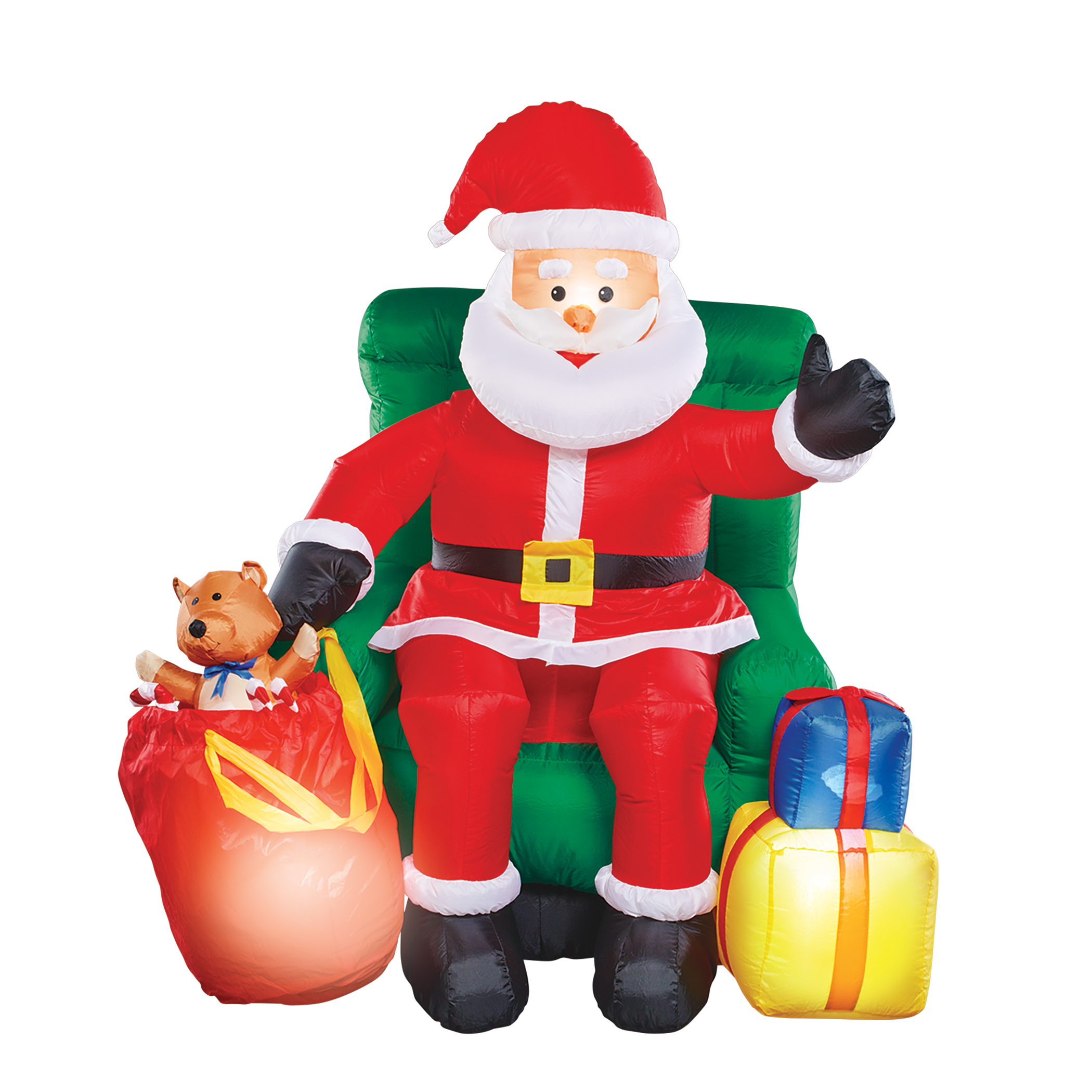 Collections Etc 4Foot Lighted Sitting Santa Inflatable Christmas