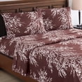 thumbnail image 1 of Collections Etc 4-Piece Foliage Bed Sheets and Pillowcases Set Chocolate - King, 1 of 5