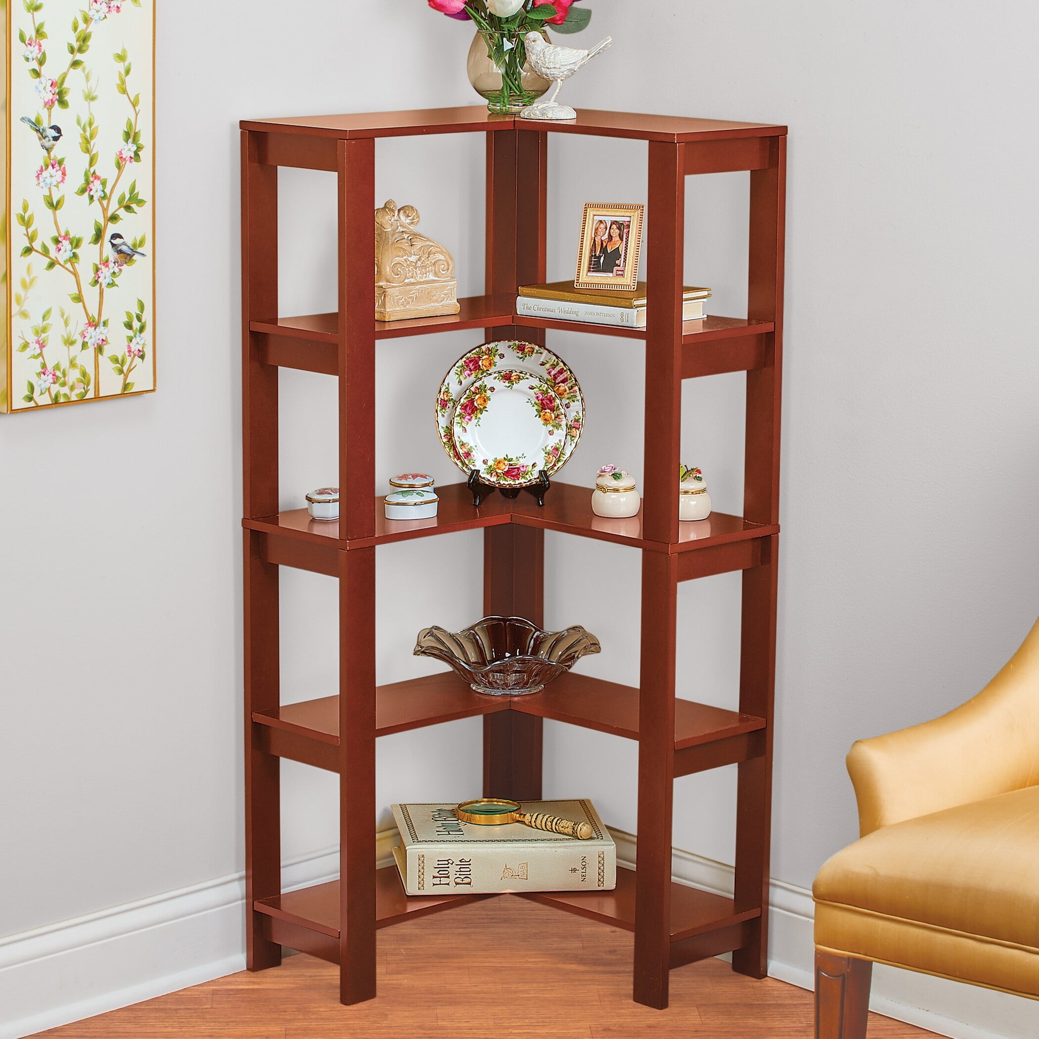 Cherry wood corner shelf deals
