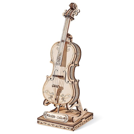 DIY 3D Wood Musical Instrument Puzzle - Cello with 58 pcs