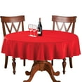 thumbnail image 1 of Collections Etc 70 Inch Round Solid Colored Tablecloth, 100% Durable Polyester, Red, 1 of 7