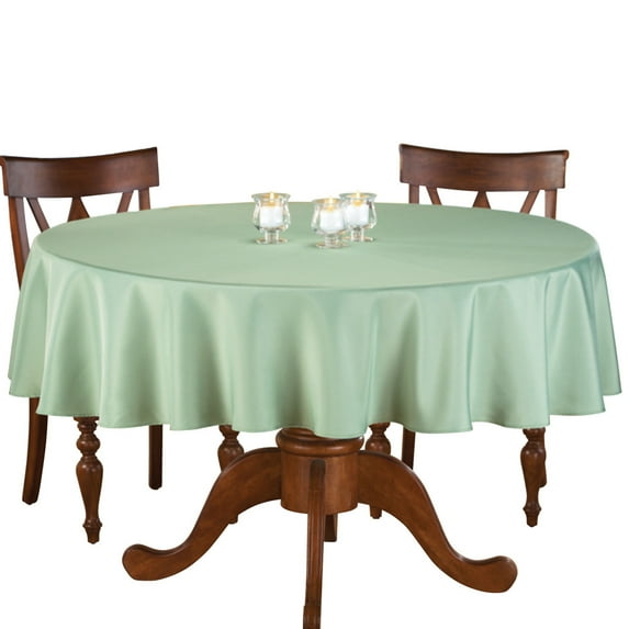 Collections Etc 70 Inch Round Solid Colored Tablecloth, 100% Durable Polyester, Sage Green