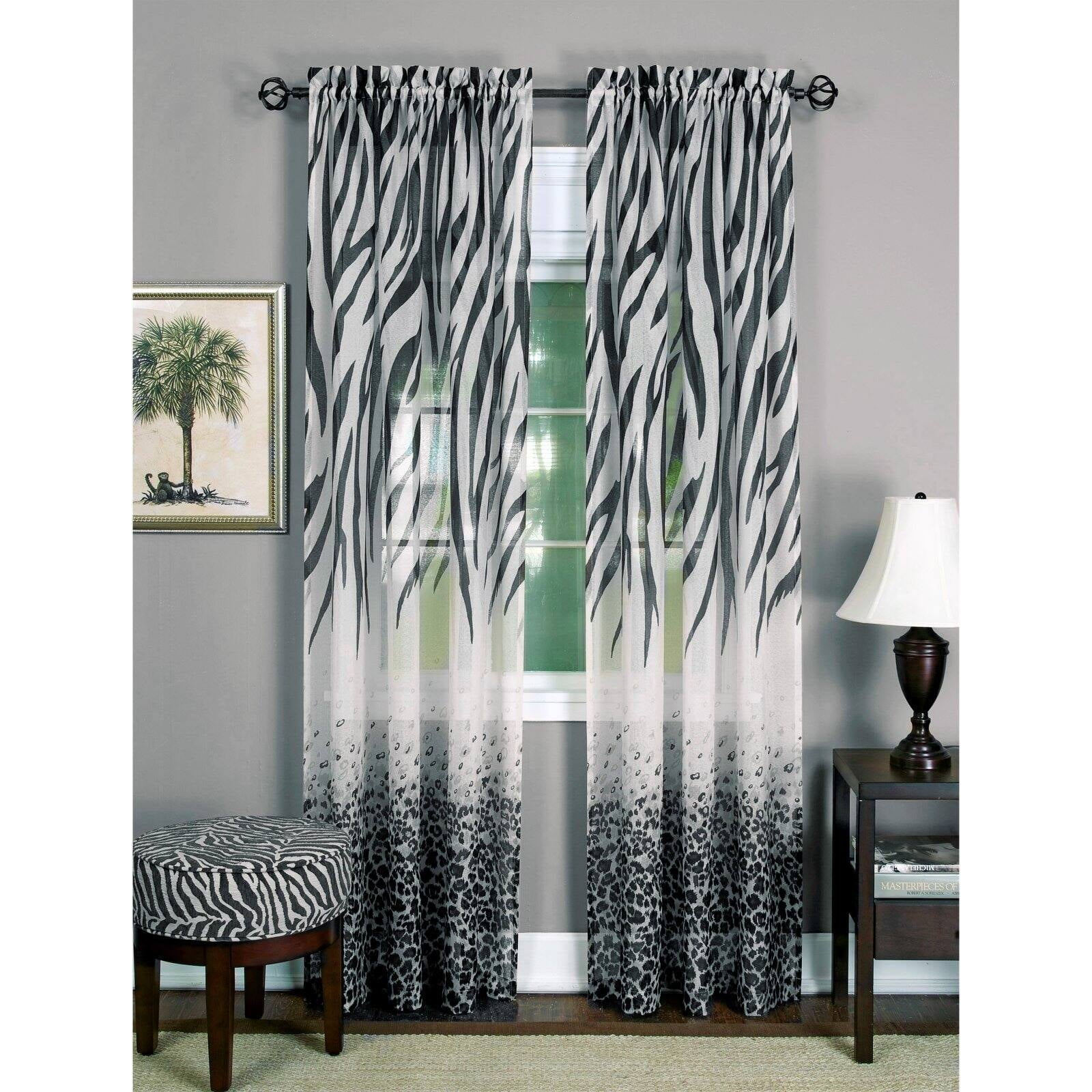 Kenya Black and White Animal Print Ground Length Drapes