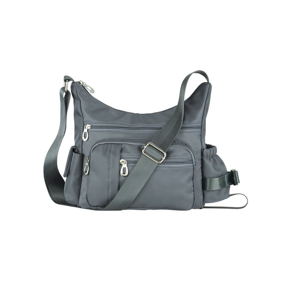 Collections Etc Adjustable Strap Multi Zippered Pocket Handbag