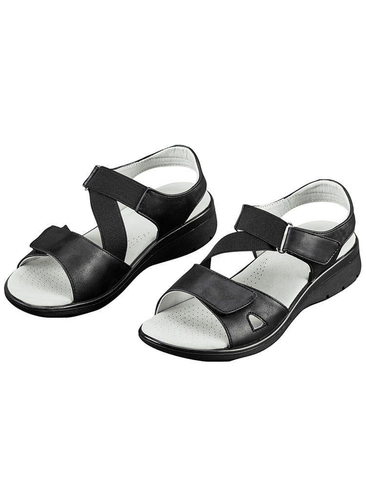Collections Etc Adjustable Stretch Strap Sandals with Cushioned Insoles