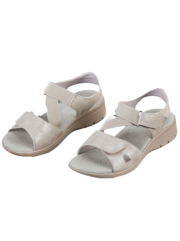 Collections Etc Adjustable Stretch Strap Sandals with Cushioned Insoles