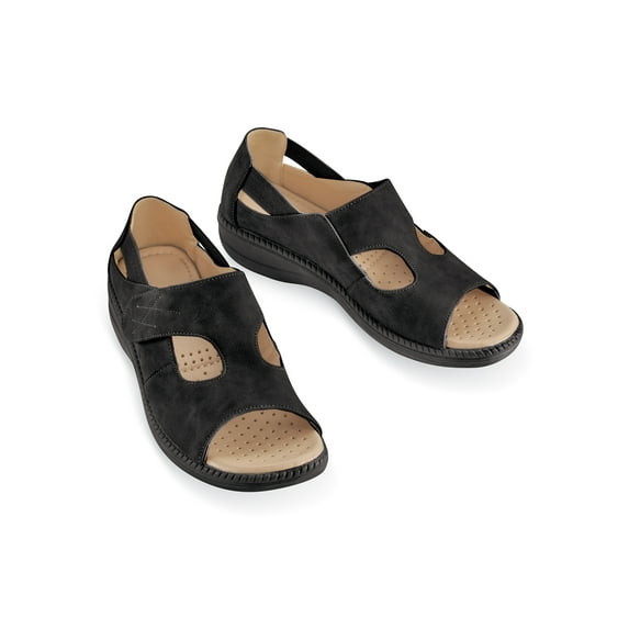 Collections Etc Adjustable Touch Closure Comfort Walking Sandals