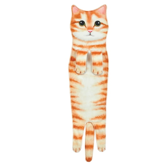 Collections Etc Adorable Cat-Shaped Hanging Kitchen Towel Orange Tabby