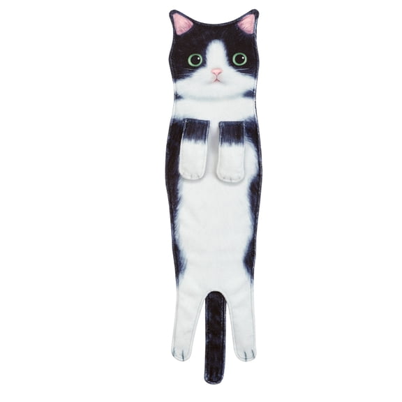 Collections Etc Adorable Cat-Shaped Hanging Kitchen Towel Tuxedo Cat