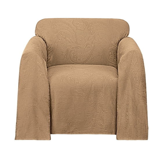 Collections Etc Alexandria Tone-on-Tone Jacquard Design Furniture Throw Mocha Chair