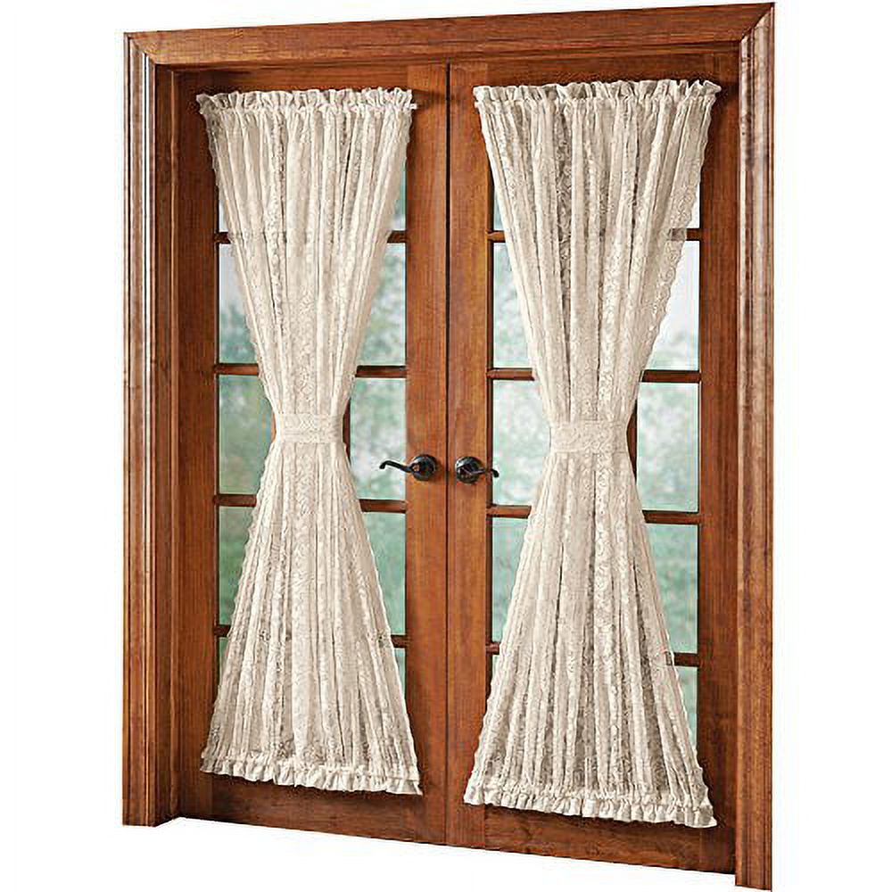 Collections Etc Alison Scalloped Lace Door Panel Curtain, 56 X 72