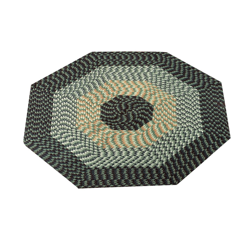 Green Braided Polypropylene 4' Octagon Accent Rug