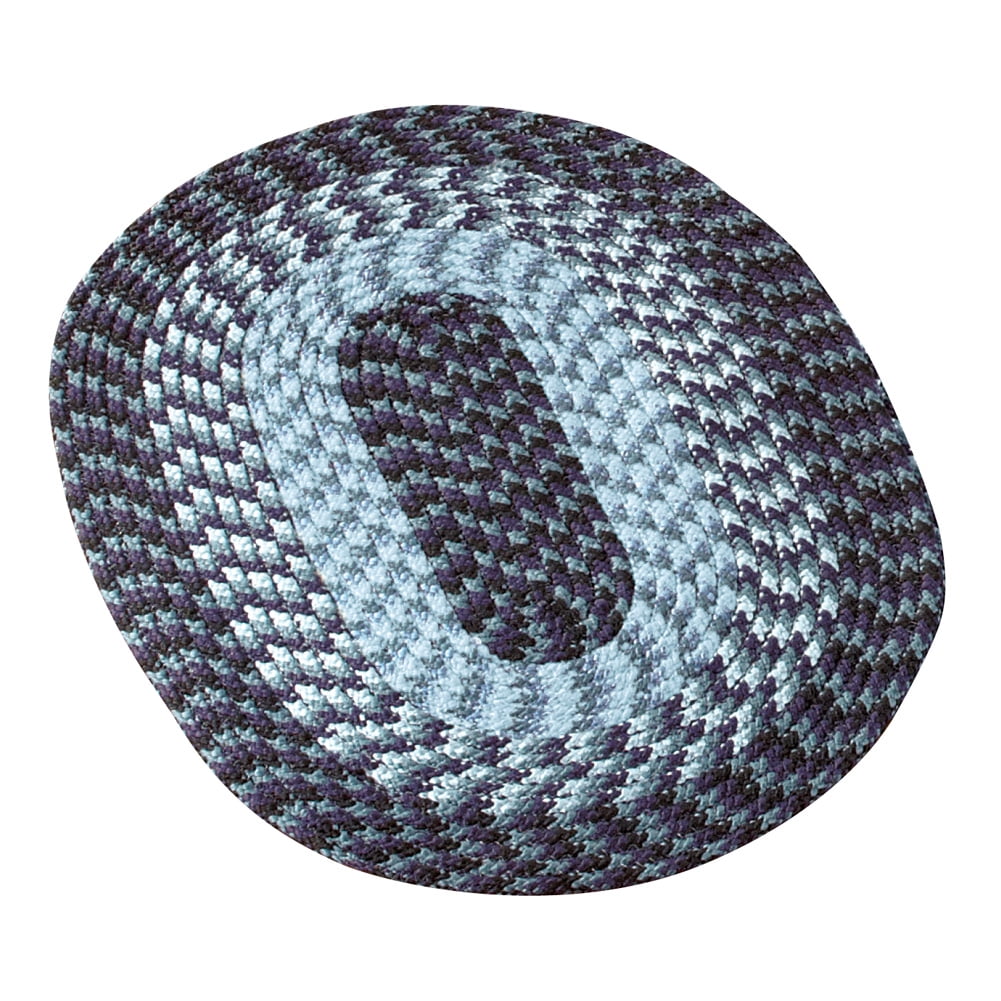 Navy and Gray Braided Oval Synthetic Rug 20" x 30"