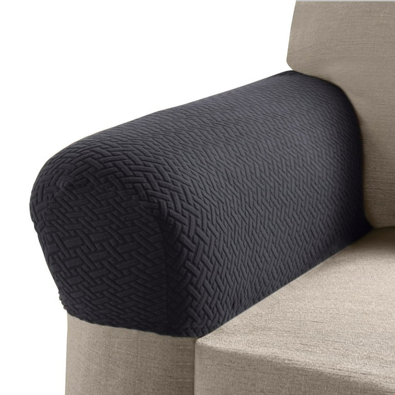 Collections Etc Armrest Covers for Recliners Sofas and Chairs with Stretch Textured Pattern Set of 2 CHARCOAL