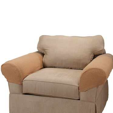 Collections Etc Armrest Covers for Recliners, Sofas, and Chairs with Stretch, Textured Pattern - Set of 2 (SAND)