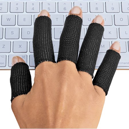 Collections Etc Arthritis Slip On Compression Finger Sleeves - Set of 10 | Stretches | Bamboo Charcoal Fibers, Copper Threads, Elastane | Increase Circulation, Provide Stability