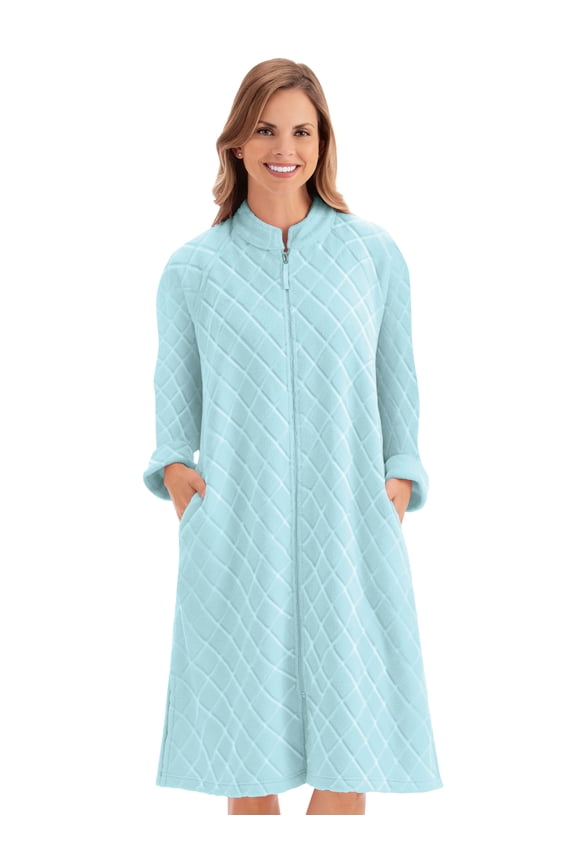 Collections Etc Atractive Knee-Length Diamond Plush Texture Embossed Robe