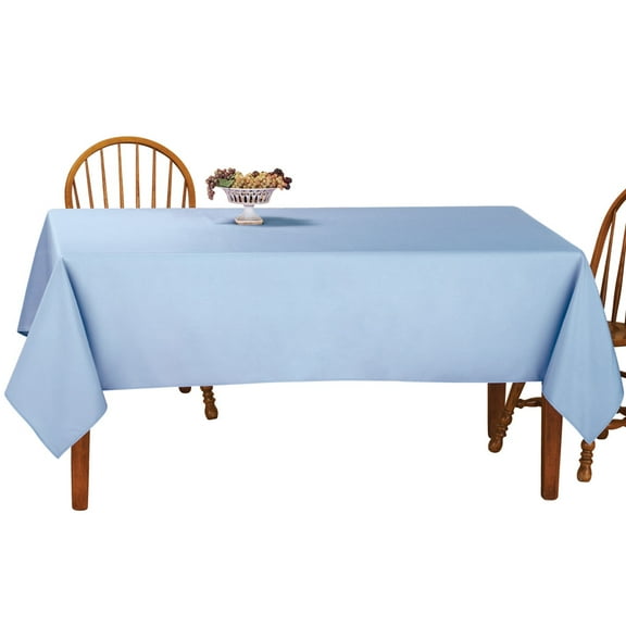 Collections Etc Basic Solid Color Rectangular Tablecloth Linen, 60" W x 90" L - Fits All Common Sized Rectangular Tables, Durable Hand Washable or Machine Washable, Blue, 60" X 90"