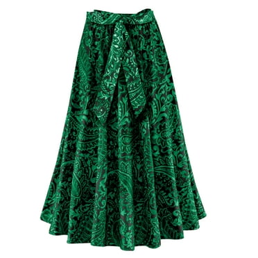 Collections Etc Beautiful Elasticized Tie-Waist Paisley Print Full Skirt