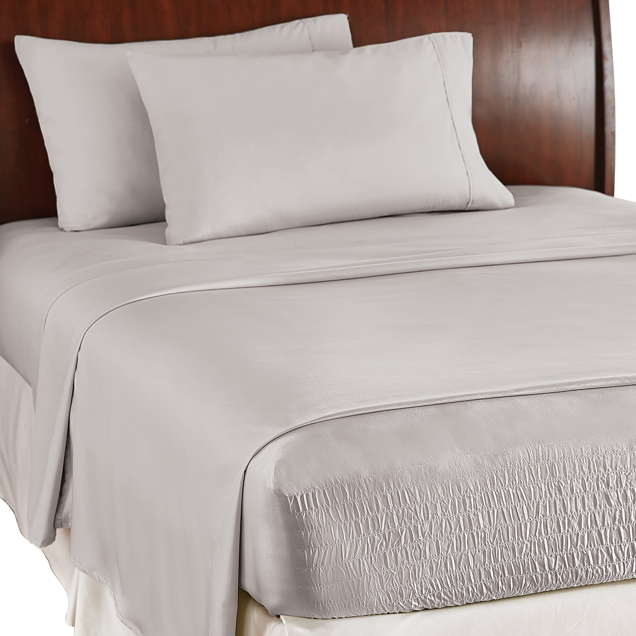 Gray Full Soft Microfiber Sheet Set with Pillow Cases