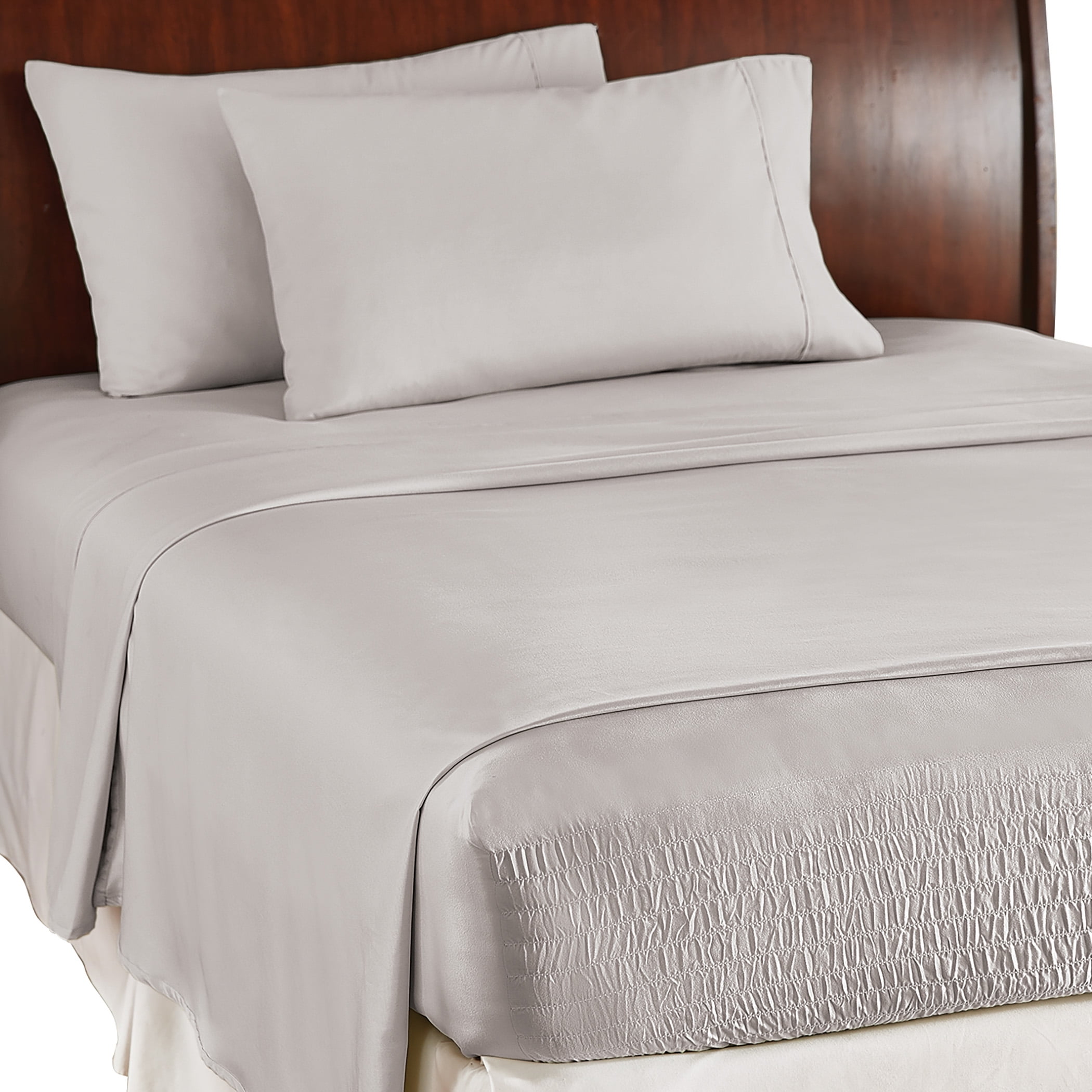 Gray Full Soft Microfiber Sheet Set with Pillow Cases