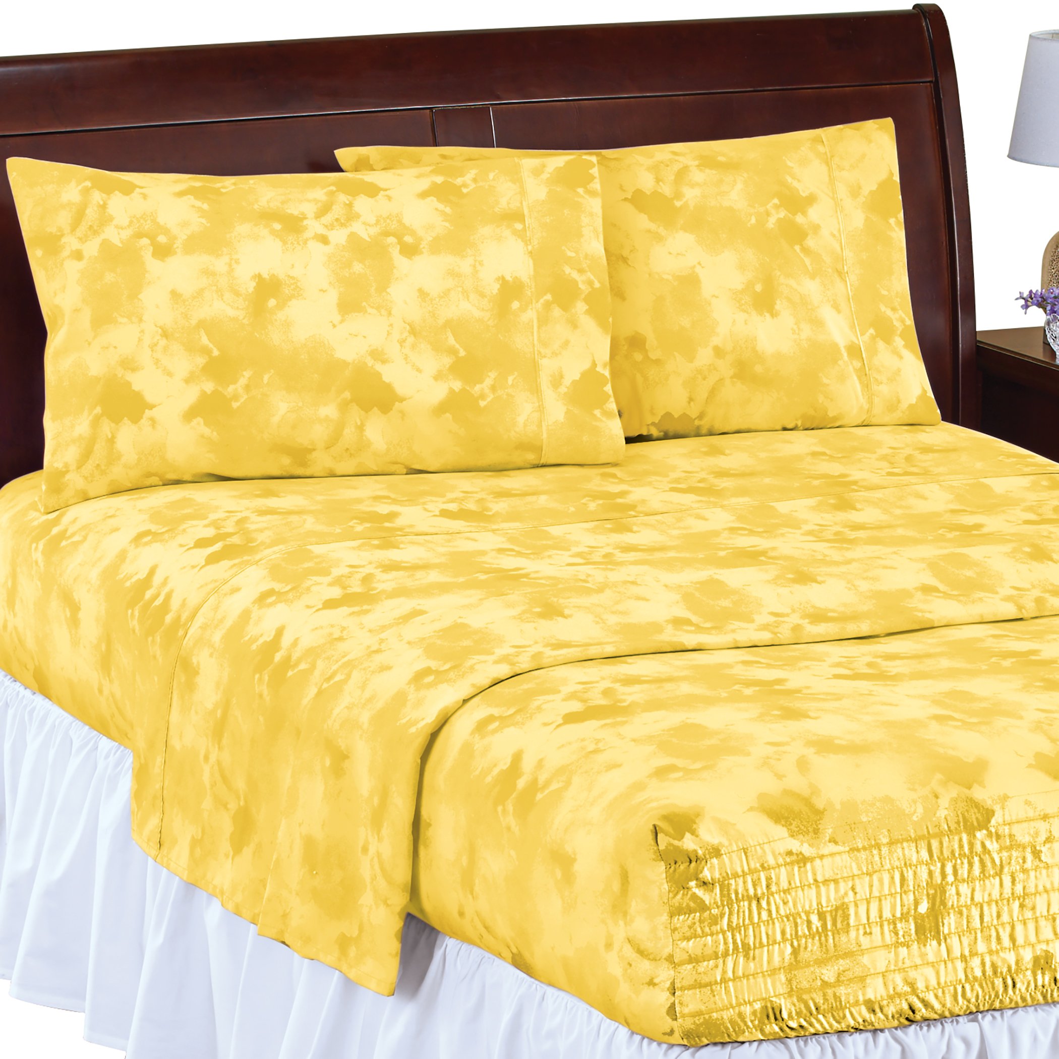 Collections Etc Bed Tite Watercolor Nonslip Microfiber Sheet Set