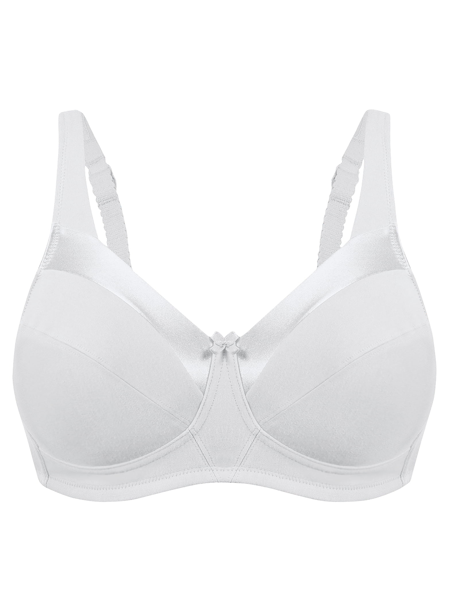 Collections Etc Bestform Satin Trim Wireless Cotton Bra