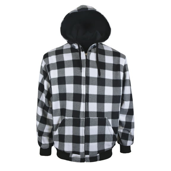 Collections Etc Black and White Checkered Fleece Reversible Jacket