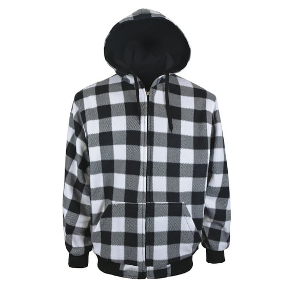 Collections Etc Black and White Checkered Fleece Reversible Jacket