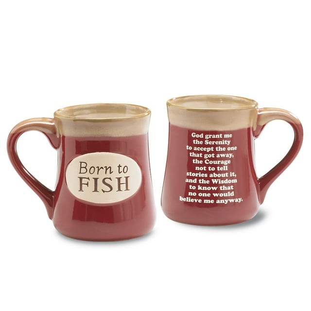 Collections Etc Born to Fish Serenity Prayer Porcelain Mug