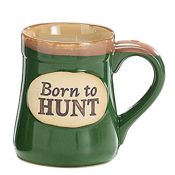 Collections Etc Born to Hunt Serenity Prayer Porcelain Mug Green