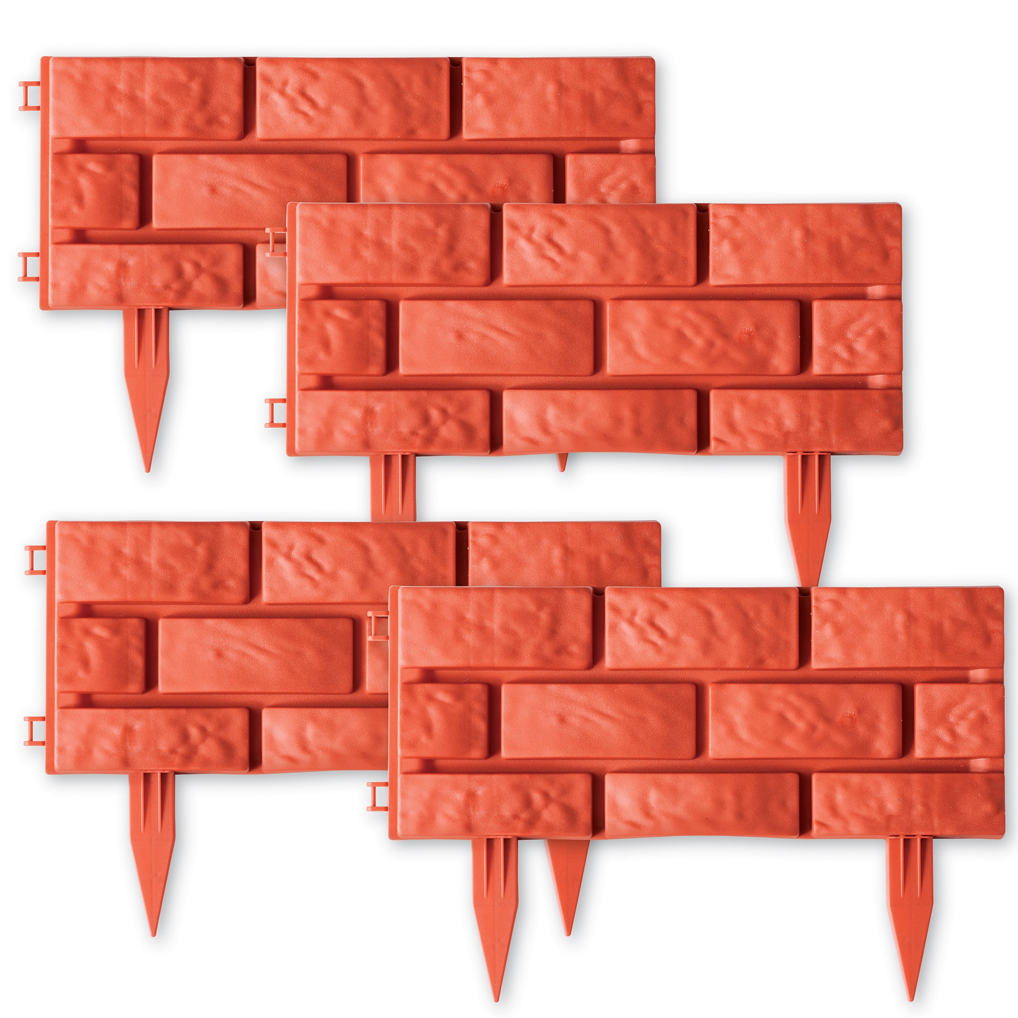 Collections Etc Brick-Look Connectible Garden Borders - Set of 4
