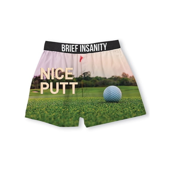 Collections Etc Brief Insanity Nice Putt Wide Elastic Waistband Boxers