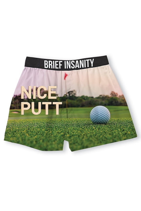 Collections Etc Brief Insanity Nice Putt Wide Elastic Waistband Boxers