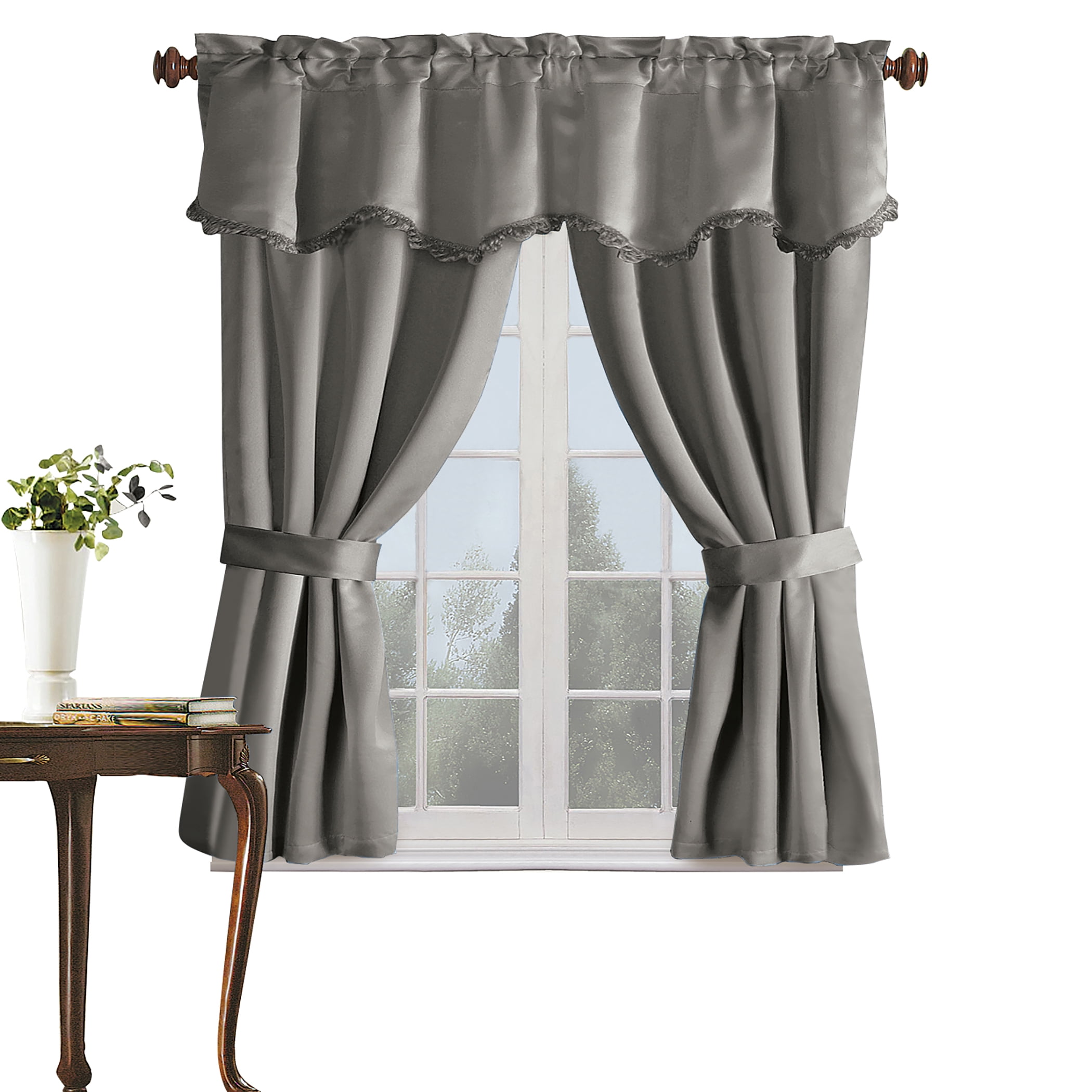 Collections Etc Burlington Room Darkening Drapery Set with Valance and