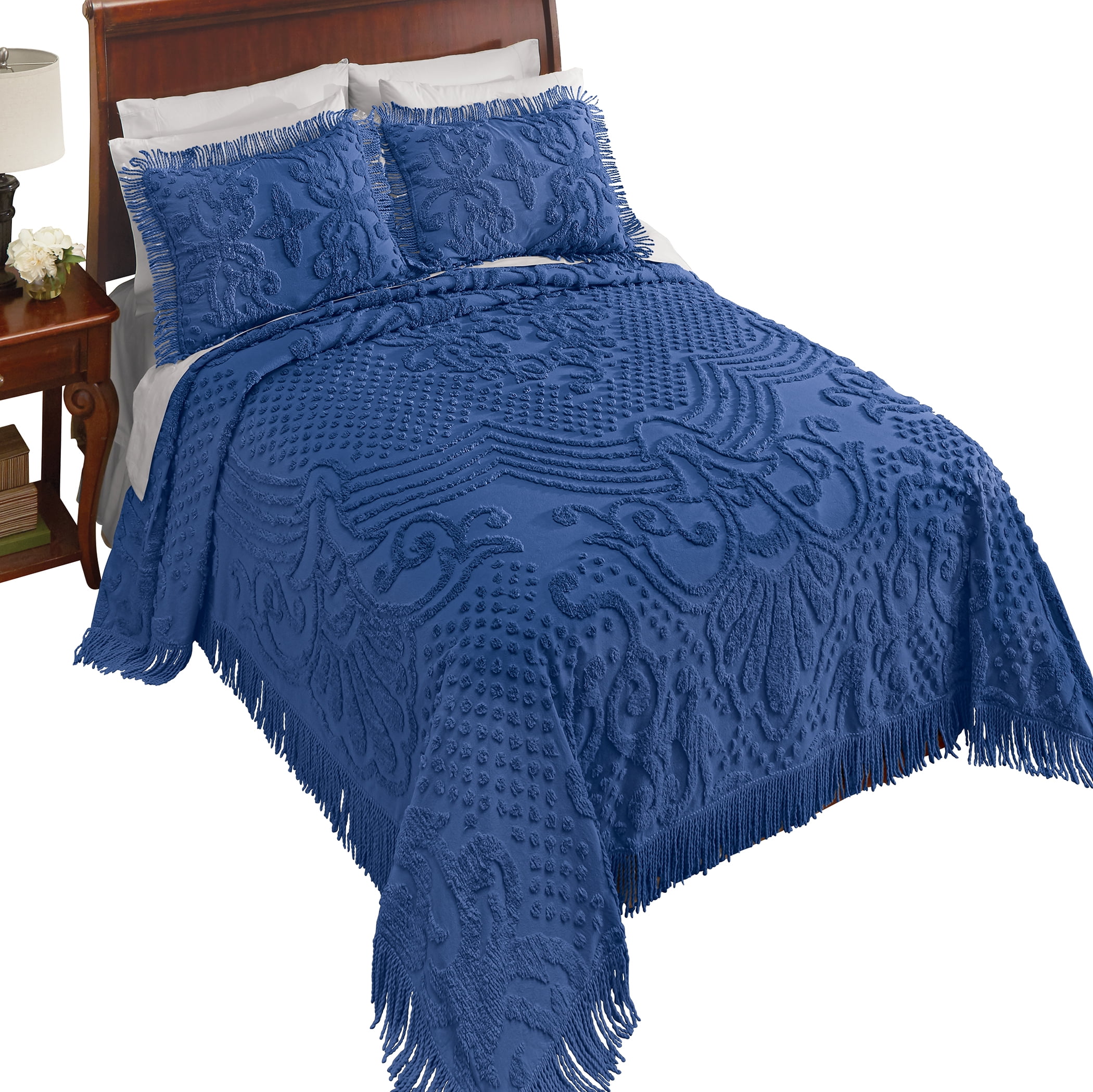 Collections Etc Camilla Chenille Bedspread with Fringe Edges