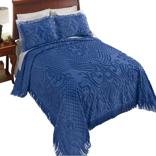 Collections Etc Camilla Chenille Bedspread with Fringe Edges