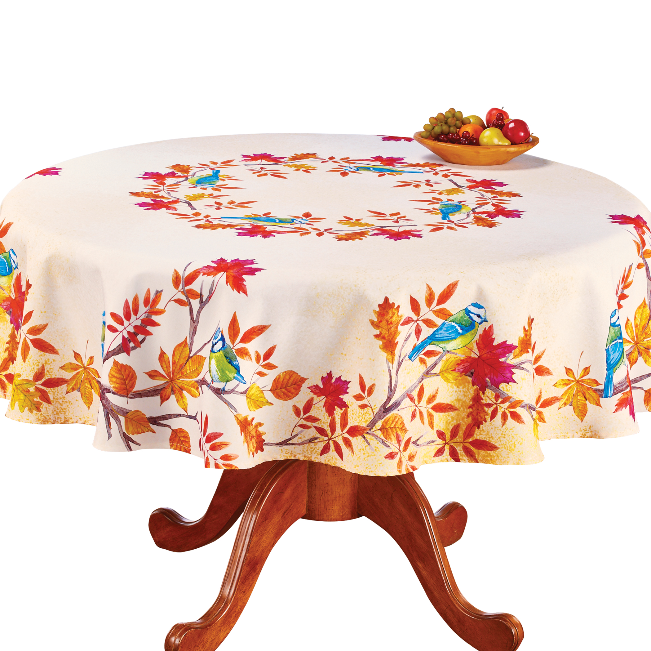 Collections Etc Charming Fall Scene Printed Linen Tablecloth