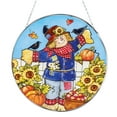 thumbnail image 1 of Collections Etc Cheerful Autumn Scarecrow in Pumpkin Patch Suncatcher, 1 of 2