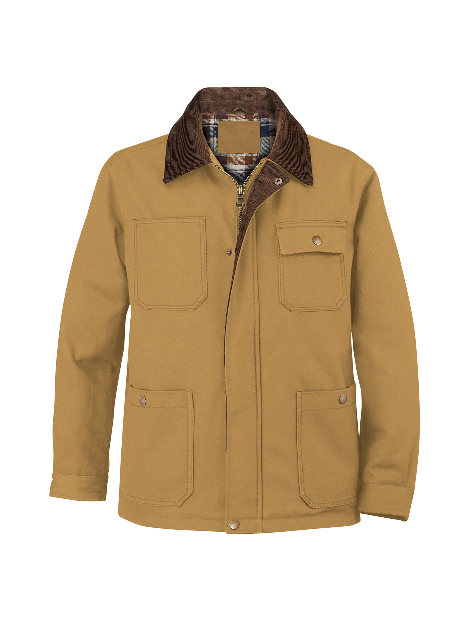 Collections Etc Classic Men's Flannel Lined Canvas Jacket