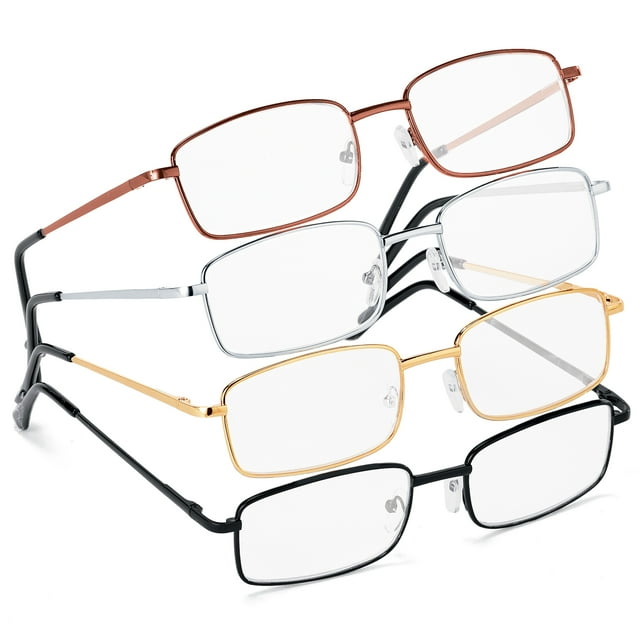Collections Etc Classic Metal Frame Reading Glasses Set of 4