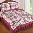 thumbnail image 1 of Collections Etc Classic Star Design Patchwork Scalloped Edge Quilt Burgundy - Twin, 1 of 5