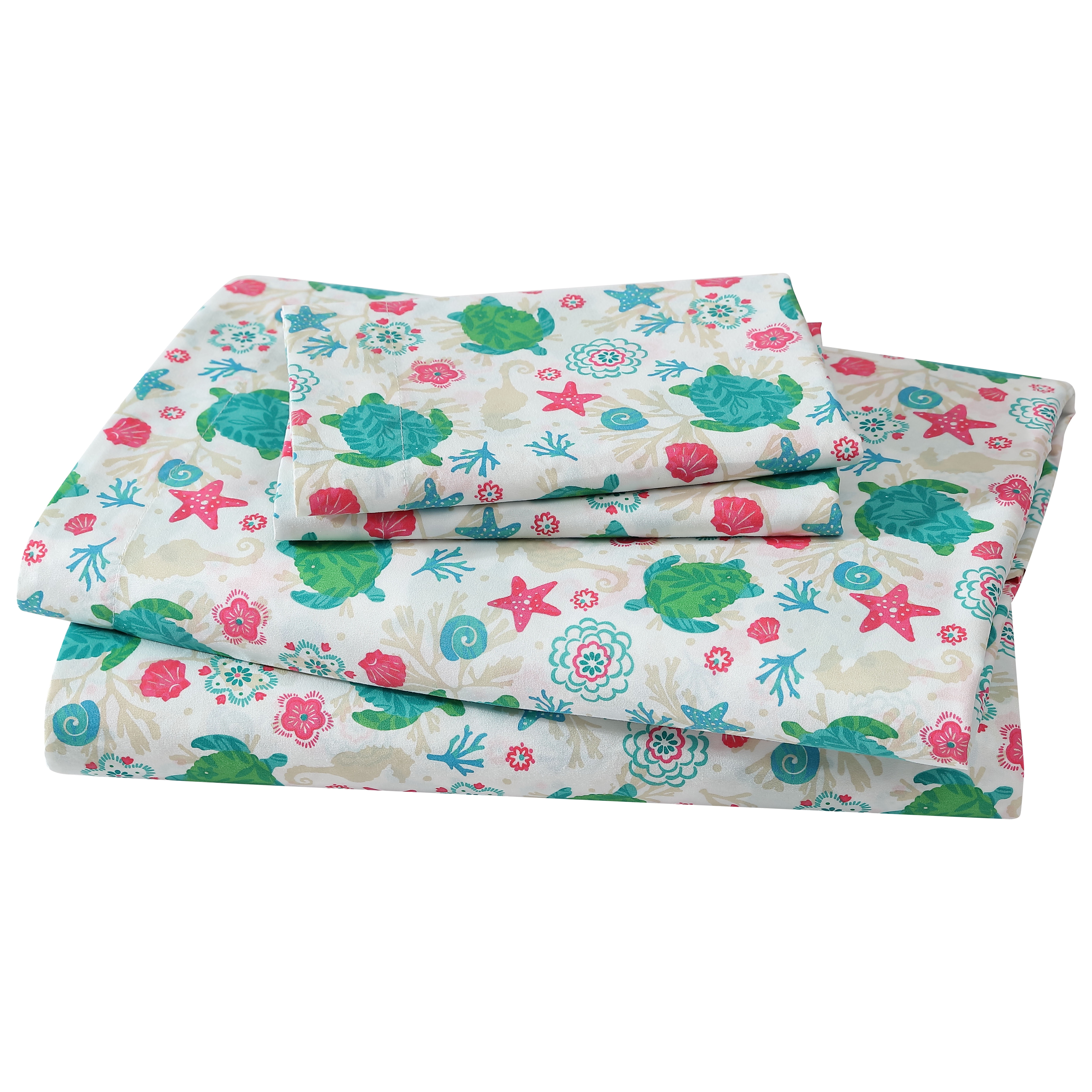 Beatrice Home Fashions Coastal Print Microfiber 3PC Sheet Set Twin Ocean Paradise